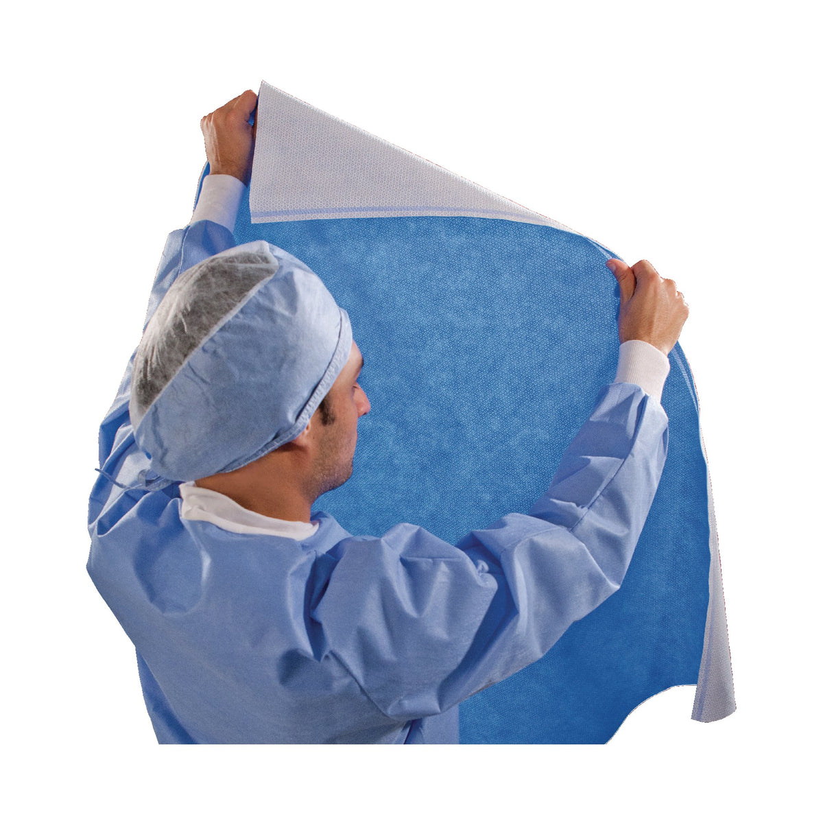 Quick Check H300 Sterilization Wrap, 45 x 45 Inch-QUICK CHECK* H300 Sterilization Wrap White / Blue 45 X 45 Inch Dual Layer SMS Polypropylene Steam / EO Gas / Hydrogen Peroxide