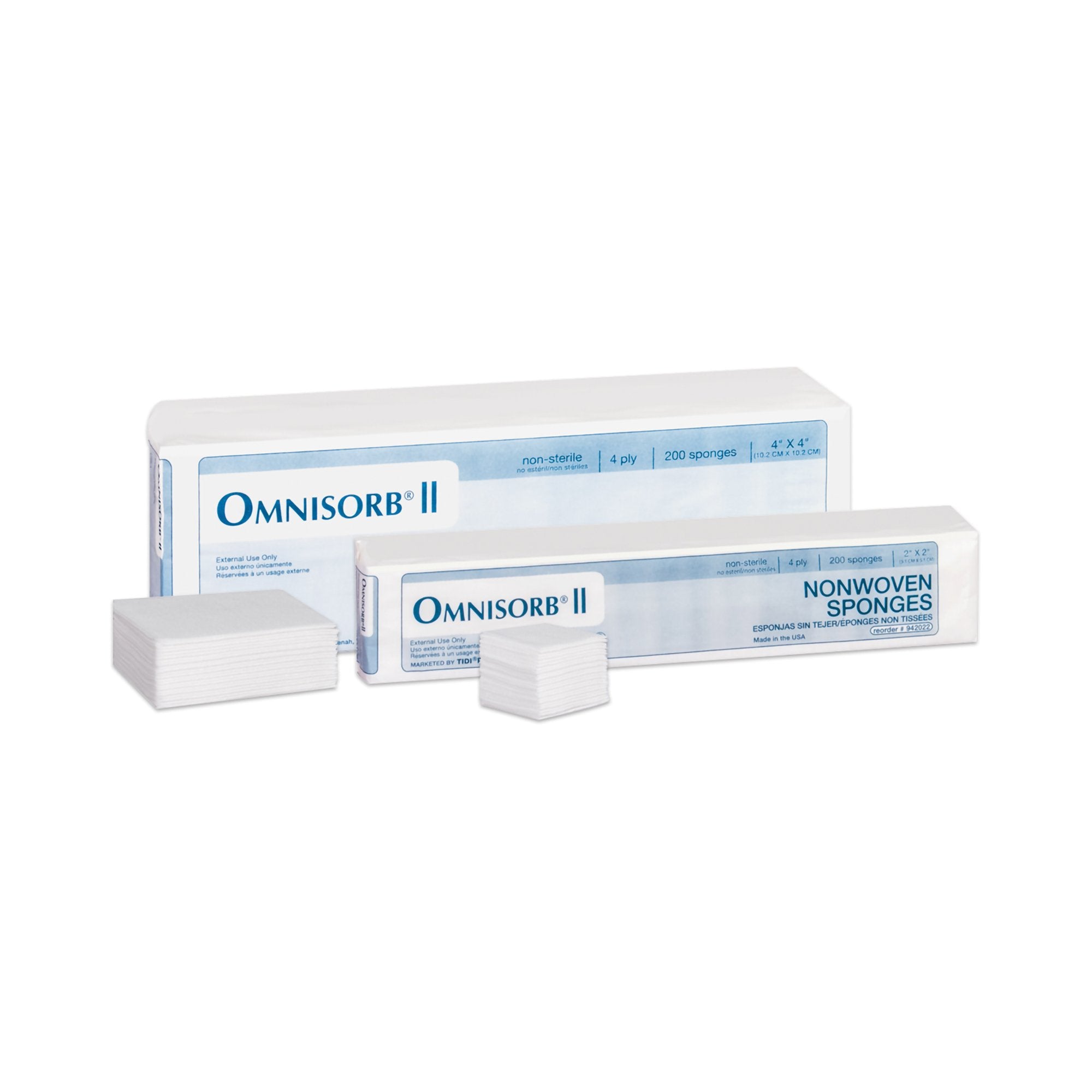 Omnisorb Nonwoven Sponge, 4 x 4 Inch, 4-Ply-Nonwoven Sponge Omnisorb 4 X 4 Inch 4-Ply NonSterile 200 per Pack