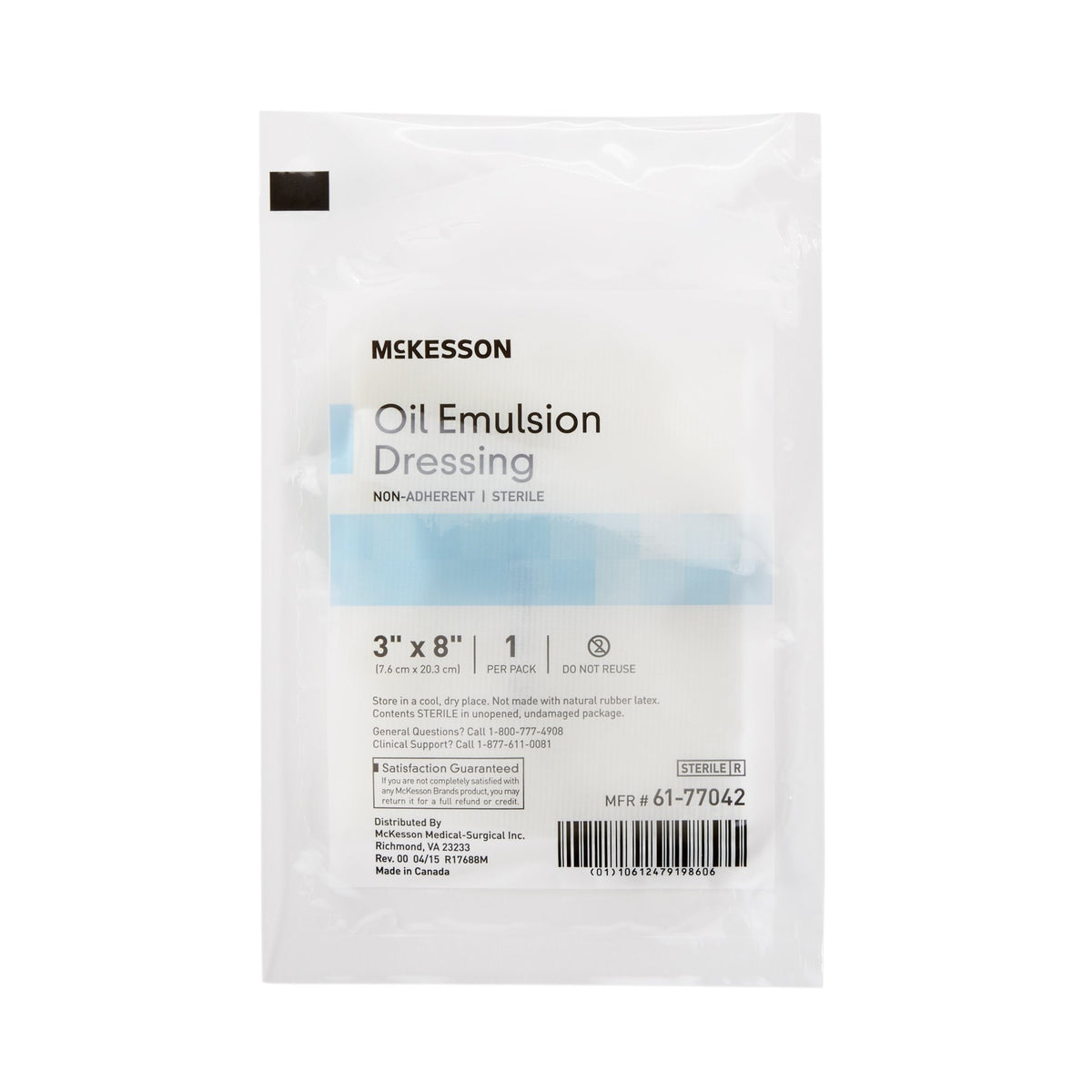 McKesson Oil Emulsion Impregnated Dressing, 3 x 8 Inch-Oil Emulsion Impregnated Dressing McKesson Rectangle 3 X 8 Inch Sterile