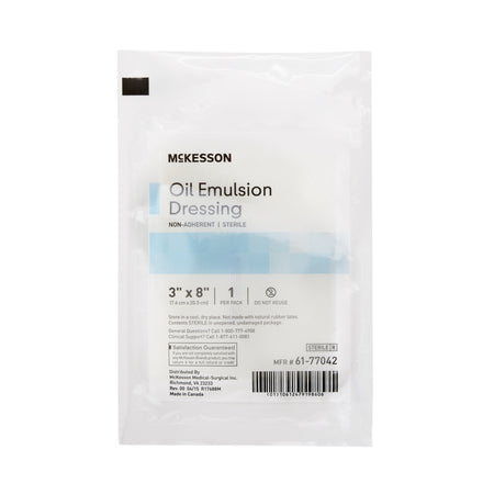 McKesson Oil Emulsion Impregnated Dressing, 3 x 8 Inch-Oil Emulsion Impregnated Dressing McKesson Rectangle 3 X 8 Inch Sterile