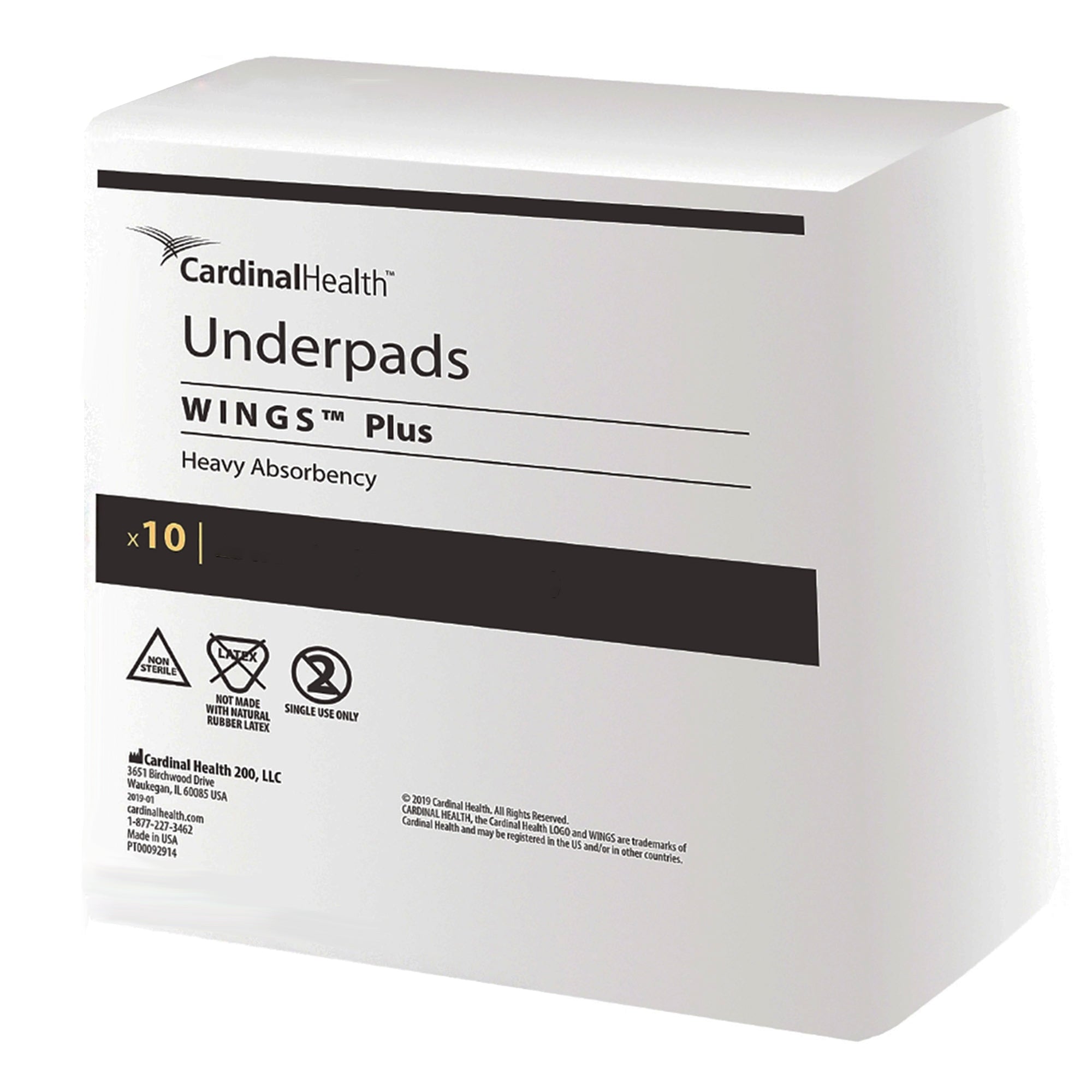 Wings Plus Underpads, Disposable, Heavy Absorbency, Beige, 30 X 30 Inch-Disposable Underpad Wings Plus 30 X 30 Inch Fluff / Polymer Heavy Absorbency