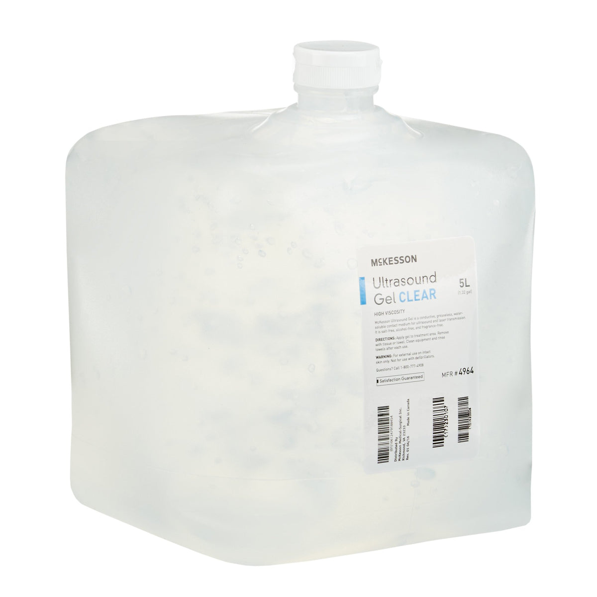 McKesson Ultrasound Gel, Clear, 5 Liters, Cubitainer, Ultrasound and Laser Transmission-Ultrasound Gel McKesson High Viscosity 5 Liter Jug NonSterile