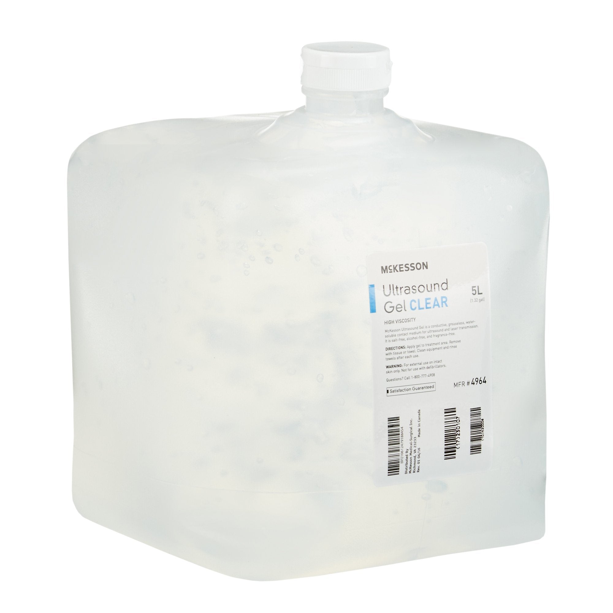 McKesson Ultrasound Gel, Clear, 5 Liters, Cubitainer, Ultrasound and Laser Transmission-Ultrasound Gel McKesson High Viscosity 5 Liter Jug NonSterile