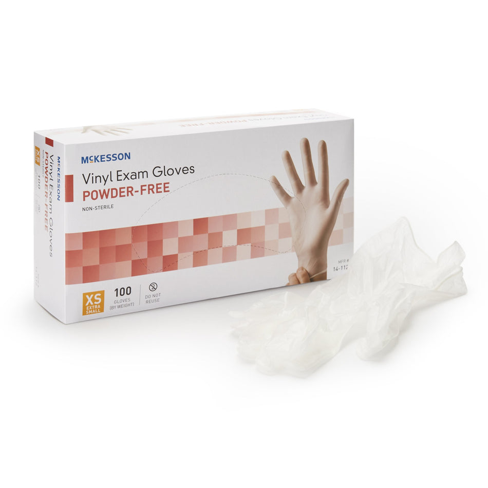 McKesson Vinyl Exam Glove, Extra Small, Clear-Exam Glove McKesson X-Small NonSterile Vinyl Standard Cuff Length Smooth Clear Not Rated