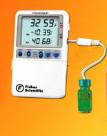 Fisher Scientific Traceable Refrigerator / Freezer Thermometer-Refrigerator / Freezer Thermometer Fisherbrand Traceable Fahrenheit -58 to +158F (-50 to +70C) Bottle Probe Desk / Wall Mount Battery Operated
