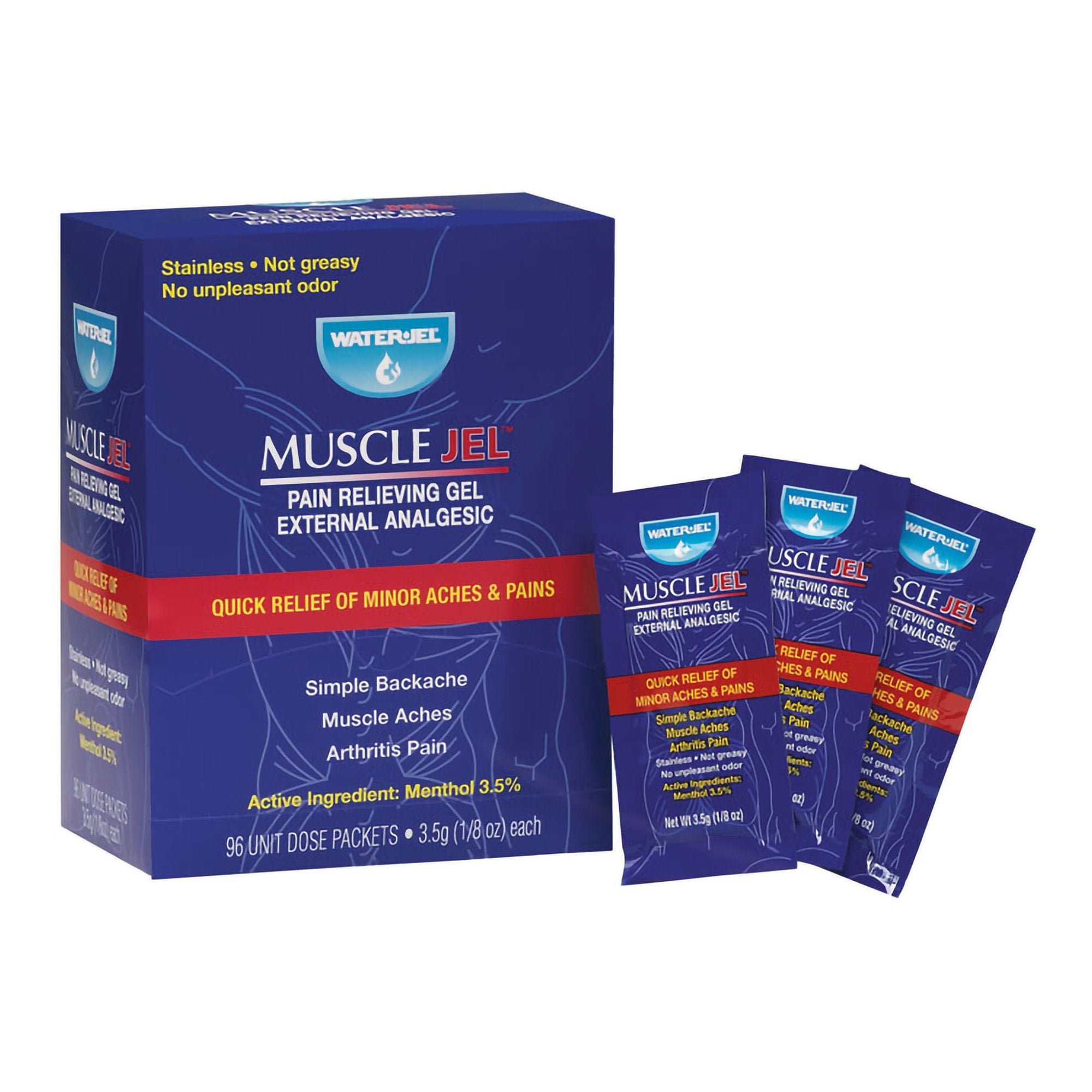 Muscle Jel Menthol Topical Pain Relief-Topical Pain Relief Muscle Jel 3.5% Strength Menthol Topical Gel 96 per Box