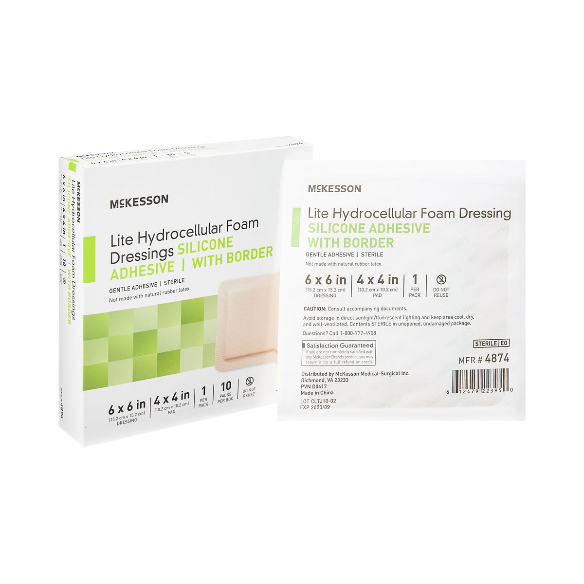 McKesson Lite Silicone Gel Adhesive with Border Thin Silicone Foam Dressing, 6 x 6 Inch-Thin Foam Dressing McKesson Lite 6 X 6 Inch With Border Film Backing Silicone Gel Adhesive Square Sterile
