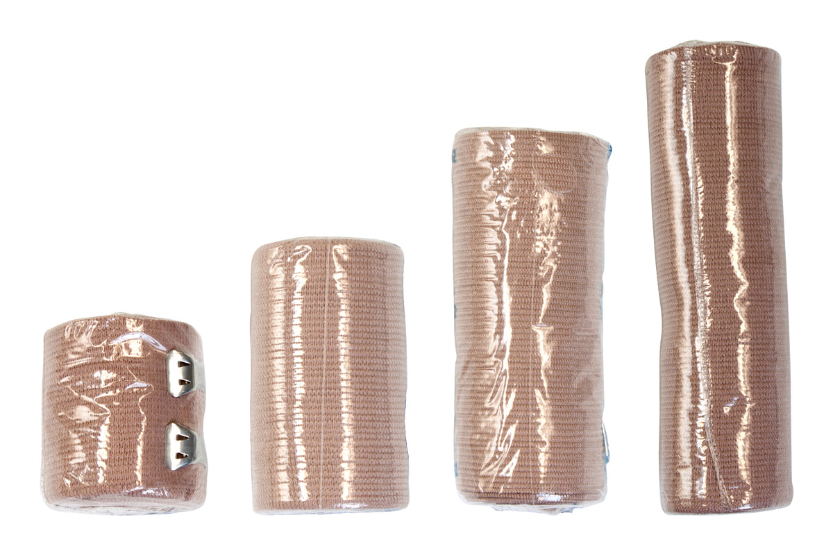 Dynarex� Clip Detached Closure Elastic Bandage, 3 Inch x 4-1/2 Yard-Elastic Bandage Dynarex� 3 Inch X 4-1/2 Yard Clip Detached Closure Tan NonSterile Standard Compression