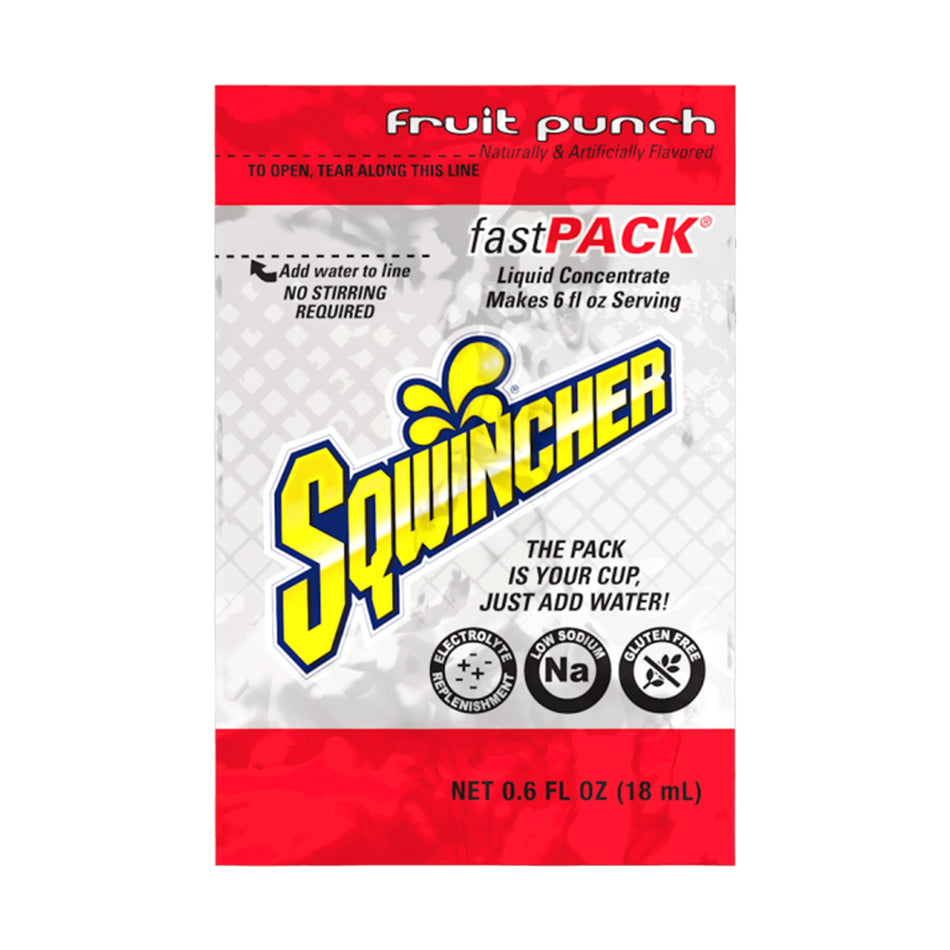 Sqwincher Fast Pack Fruit Punch Liquid Concentrate-Oral Electrolyte Solution Sqwincher Fast Pack Fruit Punch Flavor 0.6 oz. Electrolyte