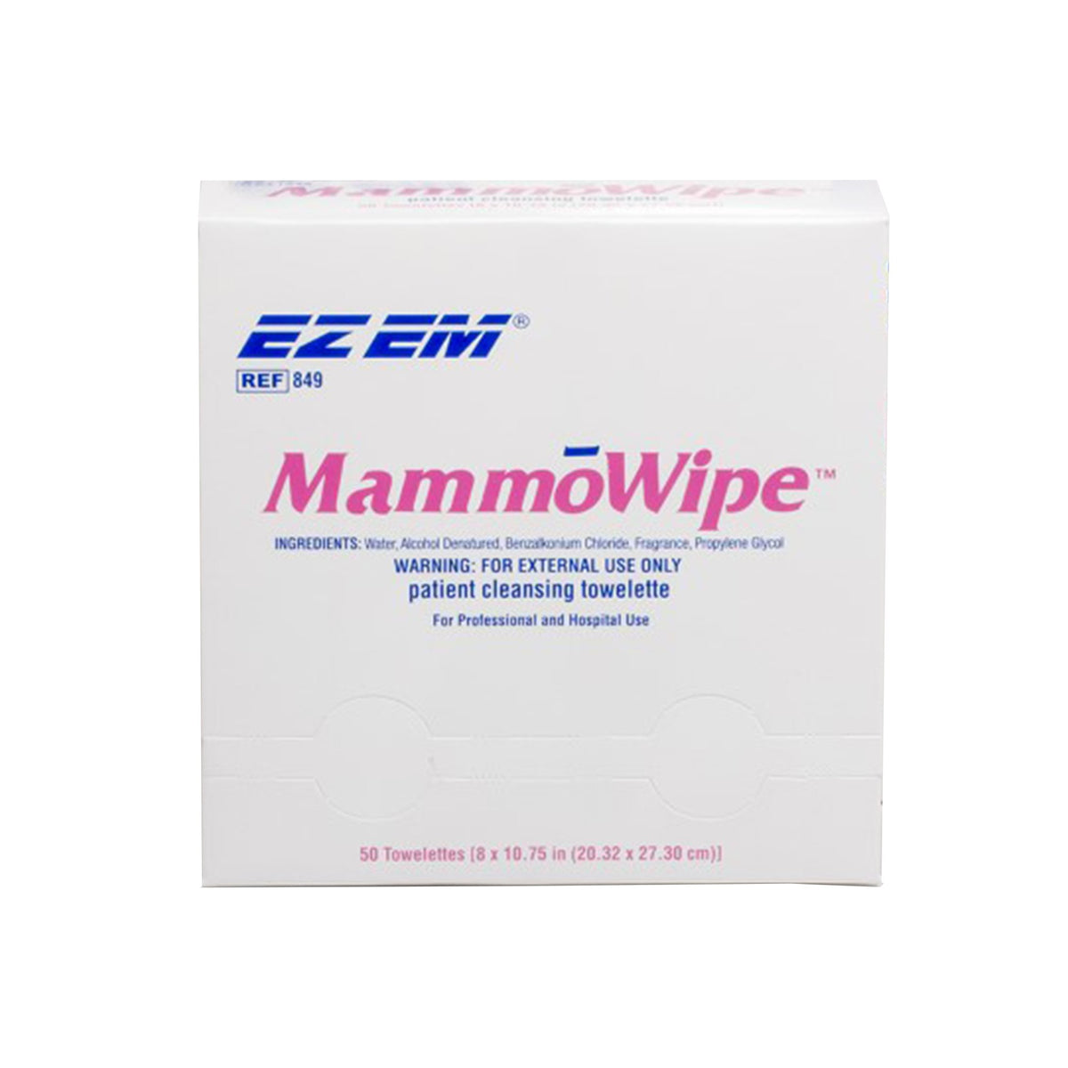 EZ EM Mammography Wipe 5x5in Scented Benzalkonium Chloride Ethyl Alcohol 600103-Mammography Cleansing Towelette EZ EM Individual Packet Scented 50 Count
