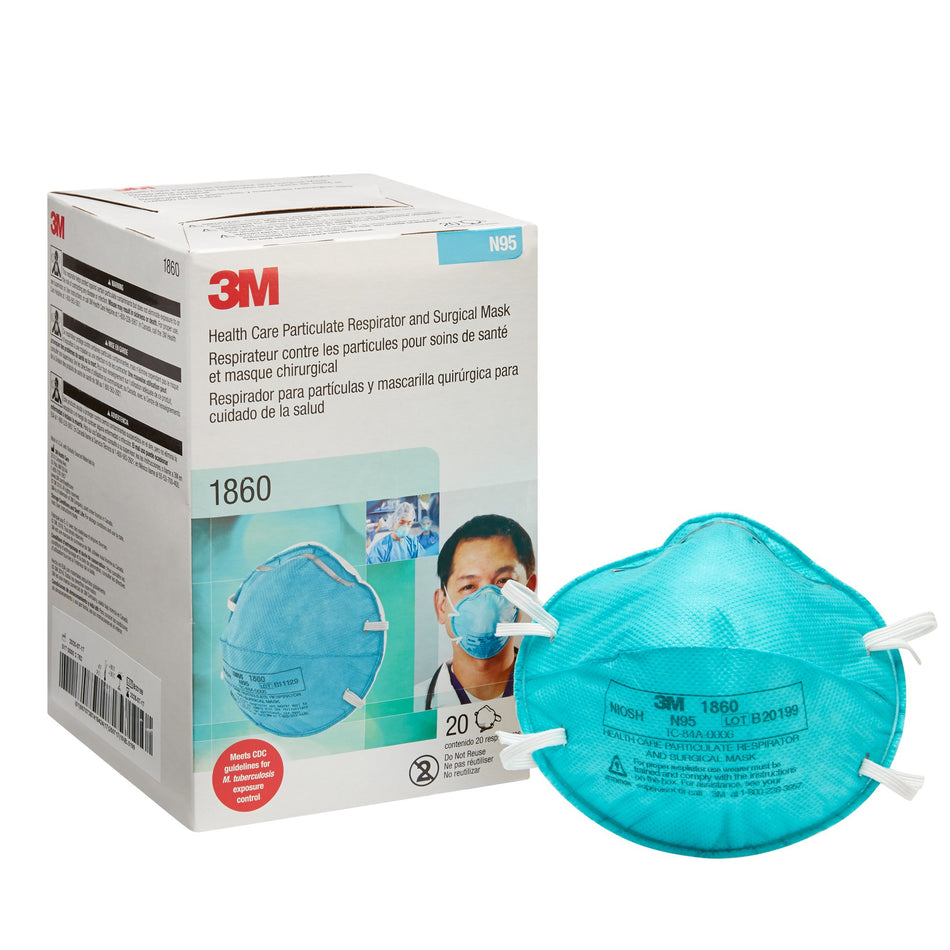 3M Particulate Respirator / Surgical Mask-Particulate Respirator / Surgical Mask 3M Medical N95 ASTM F1862 Elastic Strap One Size Fits Most