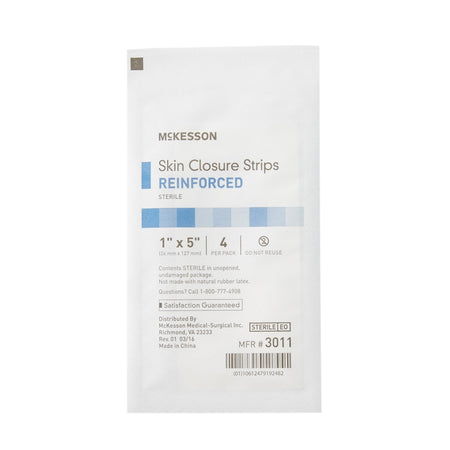 McKesson Skin Closure Reinforced Strip, 1 X 5 Inch-Skin Closure Strip McKesson 1 X 5 Inch Nonwoven Material Reinforced Strip White