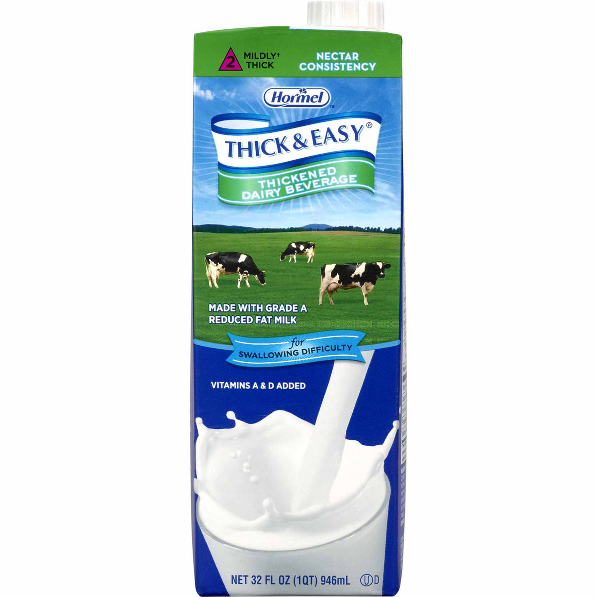 Thick & Easy Dairy Nectar Consistency Milk Thickened Beverage, 32-ounce carton-Thickened Beverage Thick & Easy Dairy 32 oz. Carton Milk Flavor Liquid IDDSI Level 2 Mildly Thick