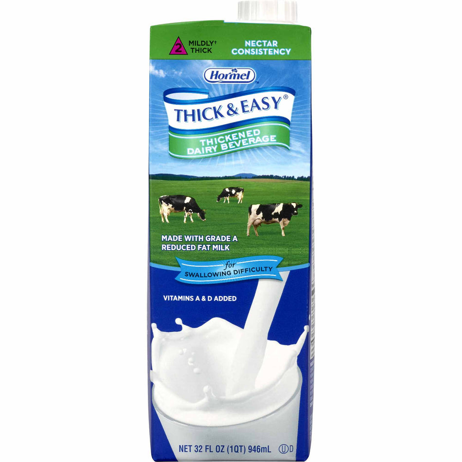 Thick & Easy Dairy Nectar Consistency Milk Thickened Beverage, 32-ounce carton-Thickened Beverage Thick & Easy Dairy 32 oz. Carton Milk Flavor Liquid IDDSI Level 2 Mildly Thick