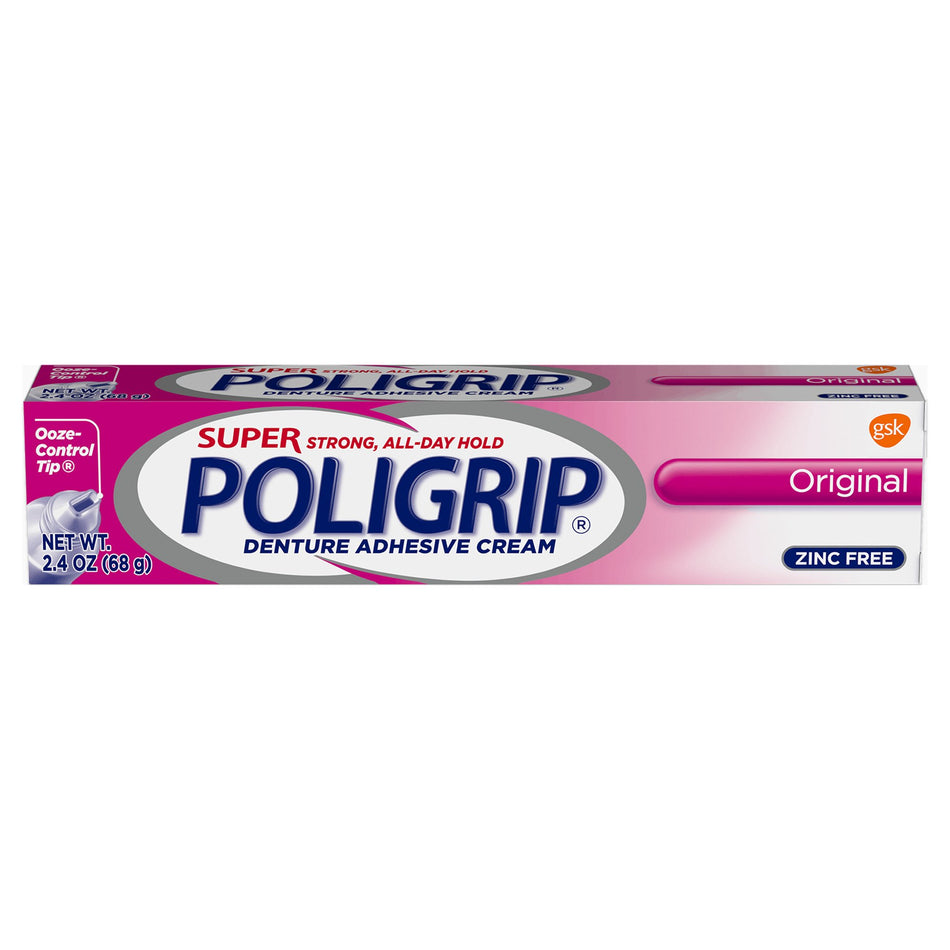 Super Poligrip Original Denture Adhesive Cream, 2.4 oz Tube-Denture Adhesive Super Poligrip Original Cream 2.4 oz.