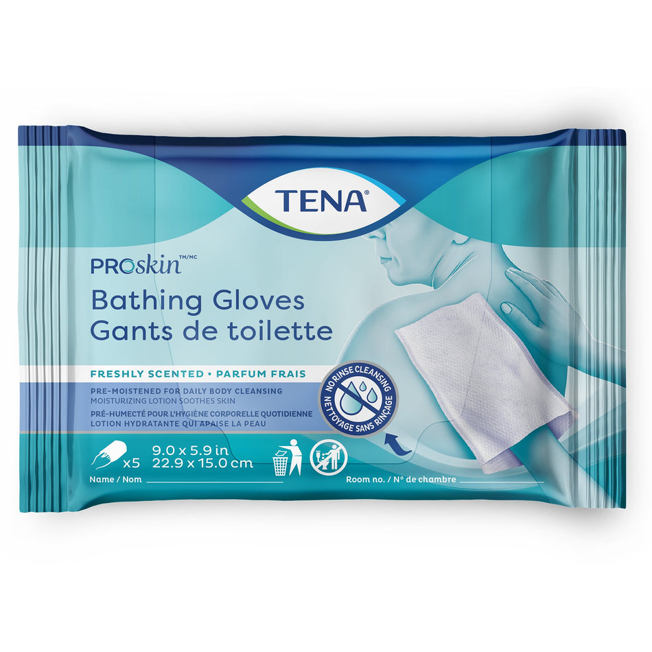 TENA ProSkin Bathing Gloves, Freshly Scented-Rinse-Free Bathing Glove Wipe TENA ProSkin Soft Pack Scented 5 Count