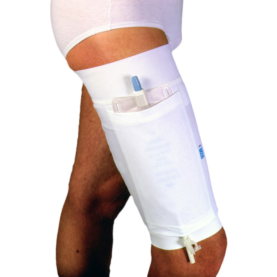 Urocare Upper Leg Bag Holder-"Upper Leg Bag Holder Urocare Large, Upper 24 Inch Lower 19.25 Inch, Fabric , White"