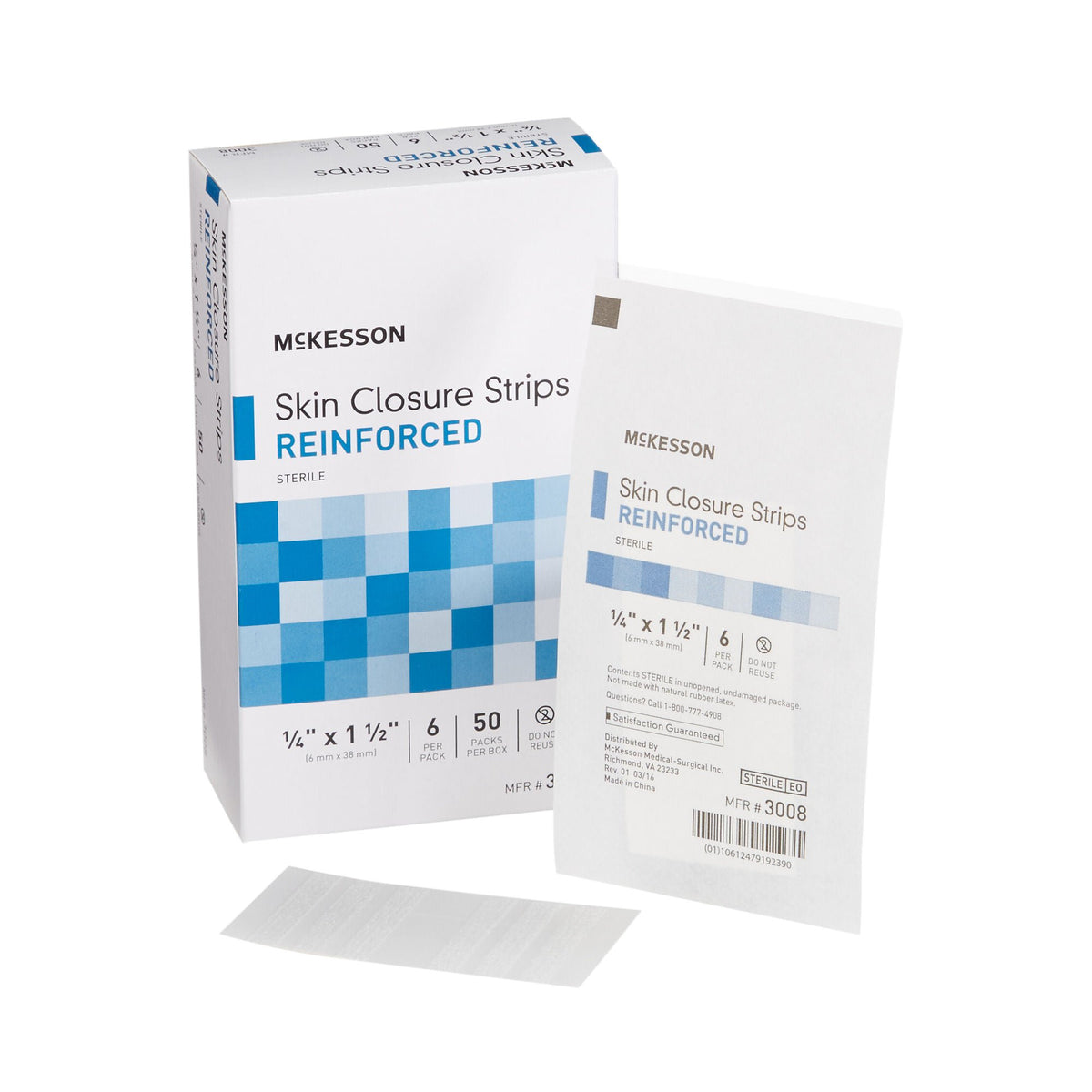McKesson Skin Closure Reinforced Strip, 0.25 x 1.5 Inch - Wound Closure>Skin Closure Strips - McKesson Brand