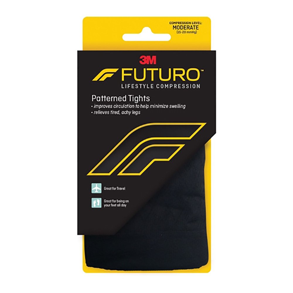 3M Futuro Pattern Compression Pantyhose, Medium-Compression Pantyhose 3M Futuro Pattern Waist High Medium Black Closed Toe