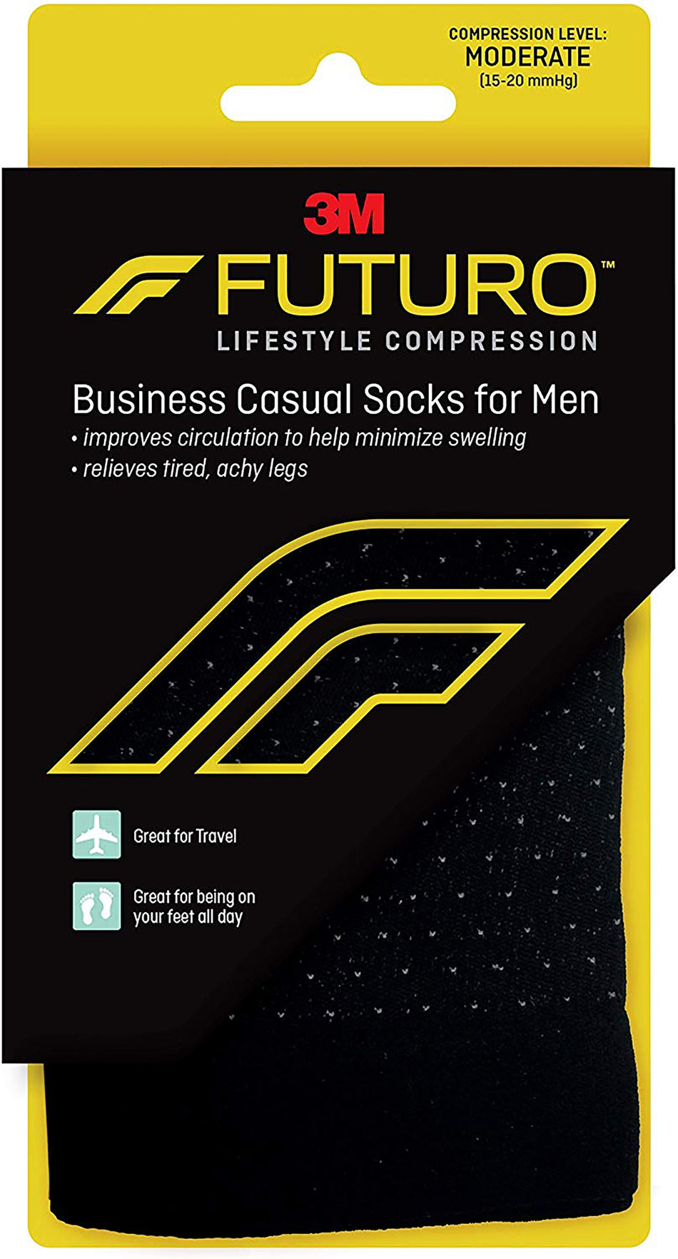 3M Futuro Business Casual Socks, Medium-Compression Socks 3M Futuro Calf High Medium Black Closed Toe