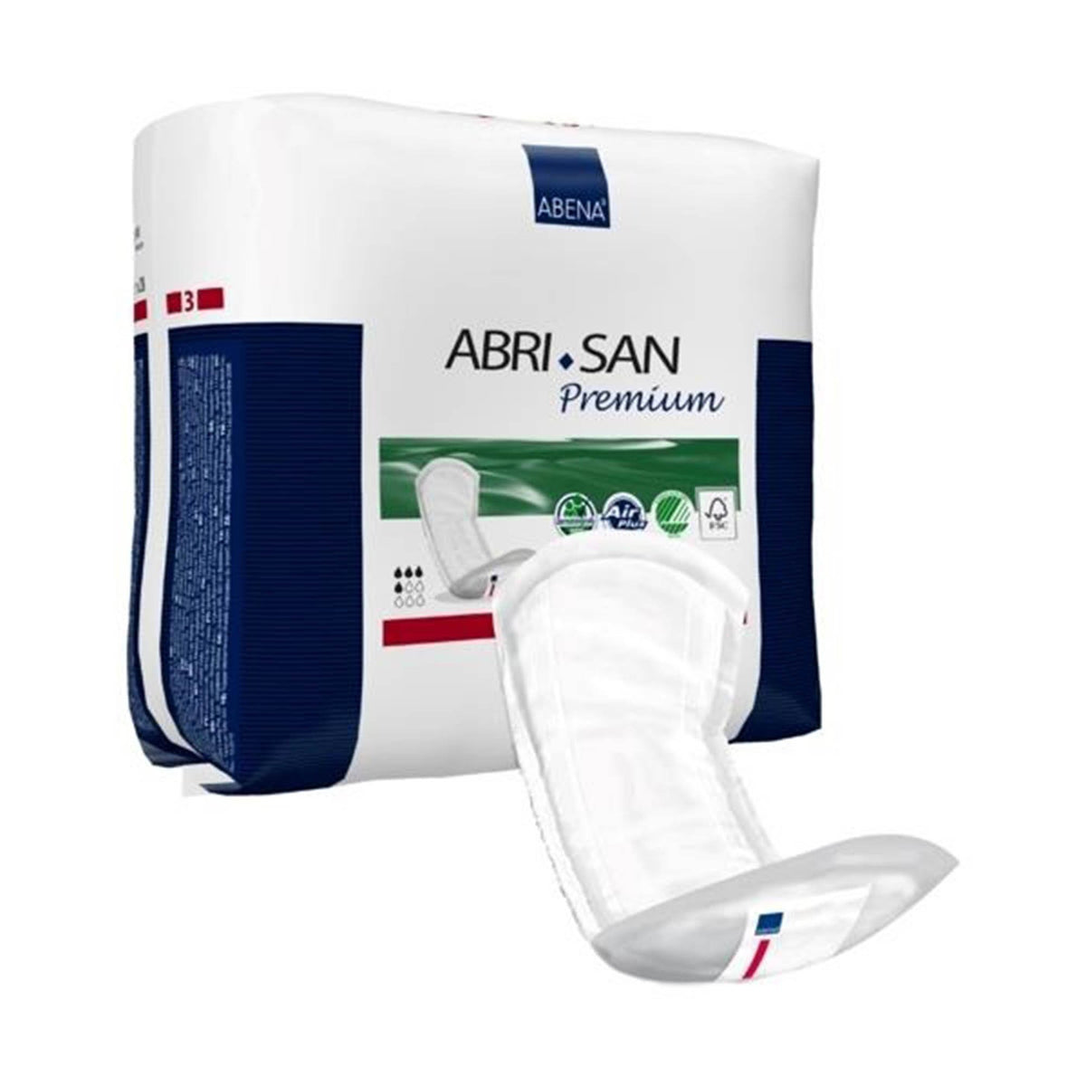 Abri-San Premium 3 Bladder Control Pad, 12-Inch Length-Bladder Control Pad Abri-San Premium #3 12 Inch Length Moderate Absorbency Fluff / Polymer Core One Size Fits Most