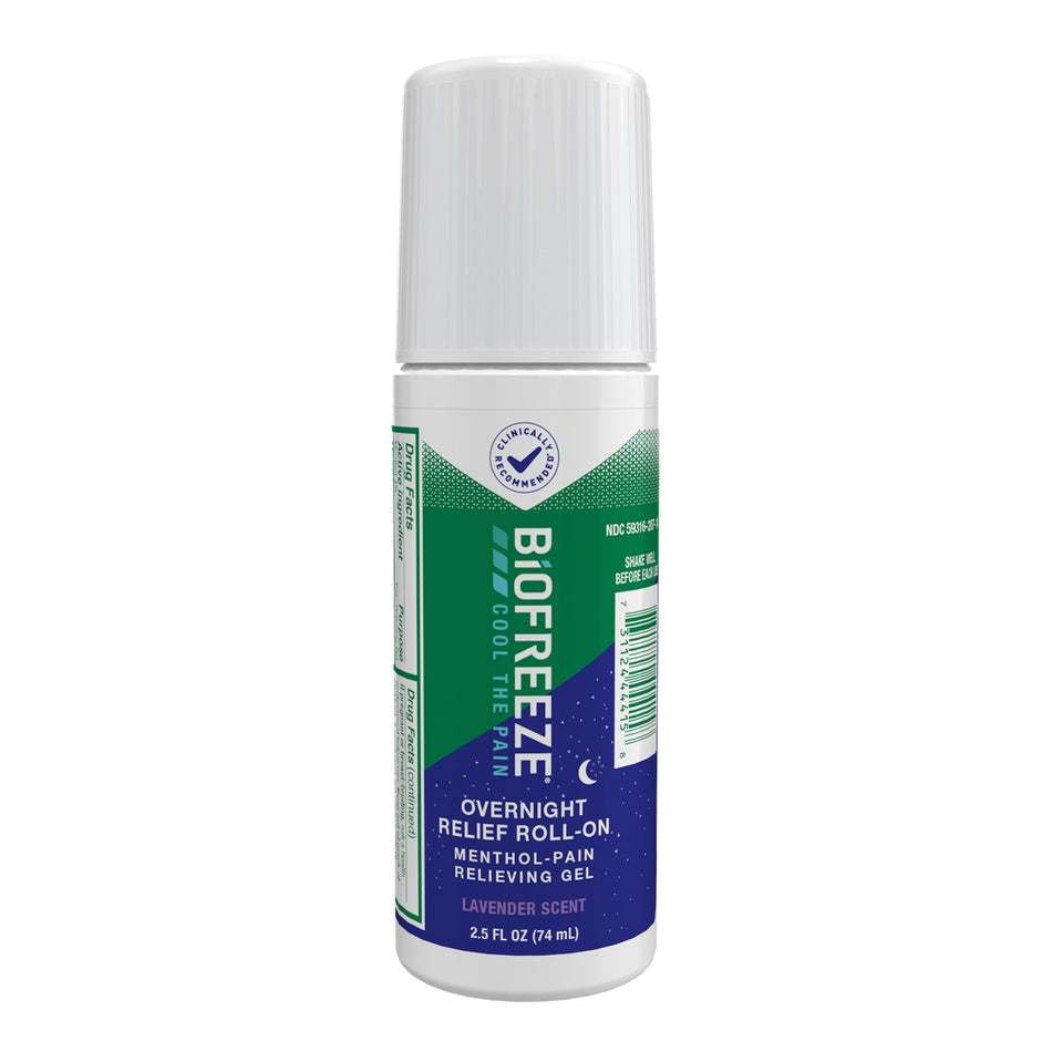 Biofreeze Overnight Relief Menthol Pain-Relieving Roll-On, Lavender Scent-Topical Pain Relief Biofreeze� 5% Strength Menthol Topical Gel 2.5 oz.