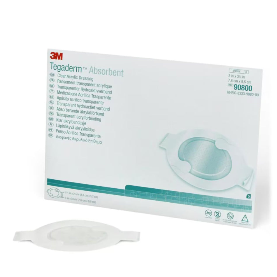 Absorbent Acrylic Transparent Film Dressing 3M™ Tegaderm™ Absorbent 3 X 3-3/4 Inch Frame Style Delivery Oval Sterile - Wou...