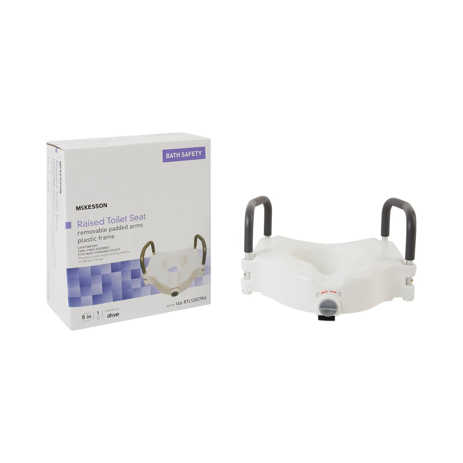 McKesson Raised Toilet Seat, 5-Inch Height, White-Raised Toilet Seat McKesson 5 Inch Height White 300 lbs. Weight Capacity