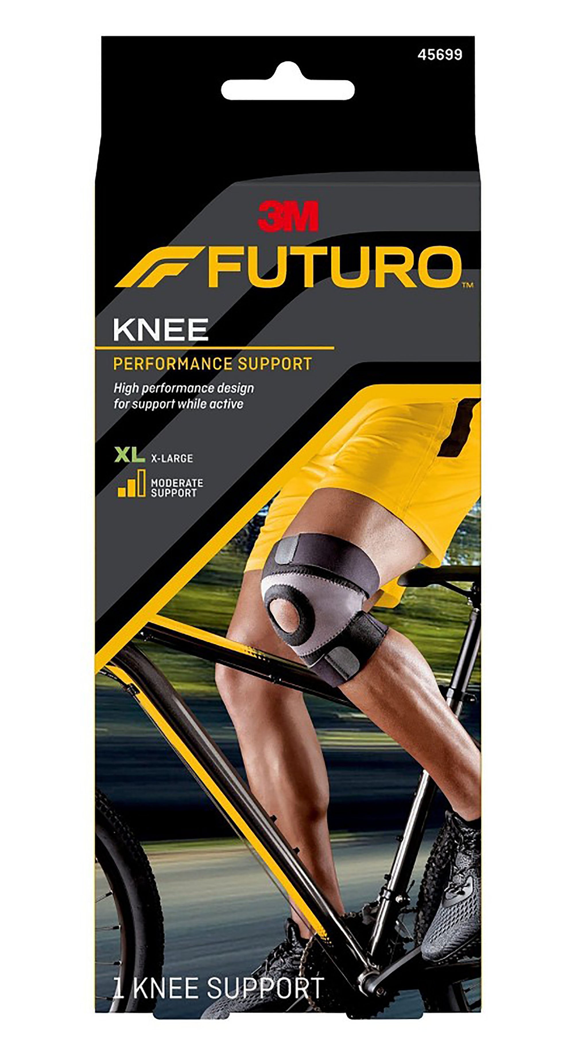 3M Futuro Sport Moisture Control Knee Brace, Extra Large-Knee Brace 3M Futuro Sport Moisture Control X-Large Pull-On / Hook and Loop Strap Closure 19 Inch and Up Knee Circumference Left or Right Knee