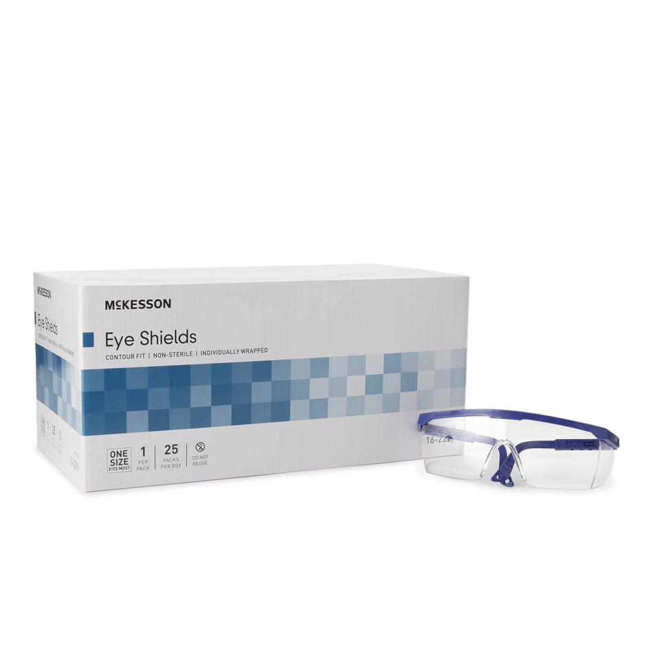McKesson Protective Eyewear-Protective Glasses McKesson Brand Side Shield Clear Tint Blue / Clear Frame Over Ear One Size Fits Most