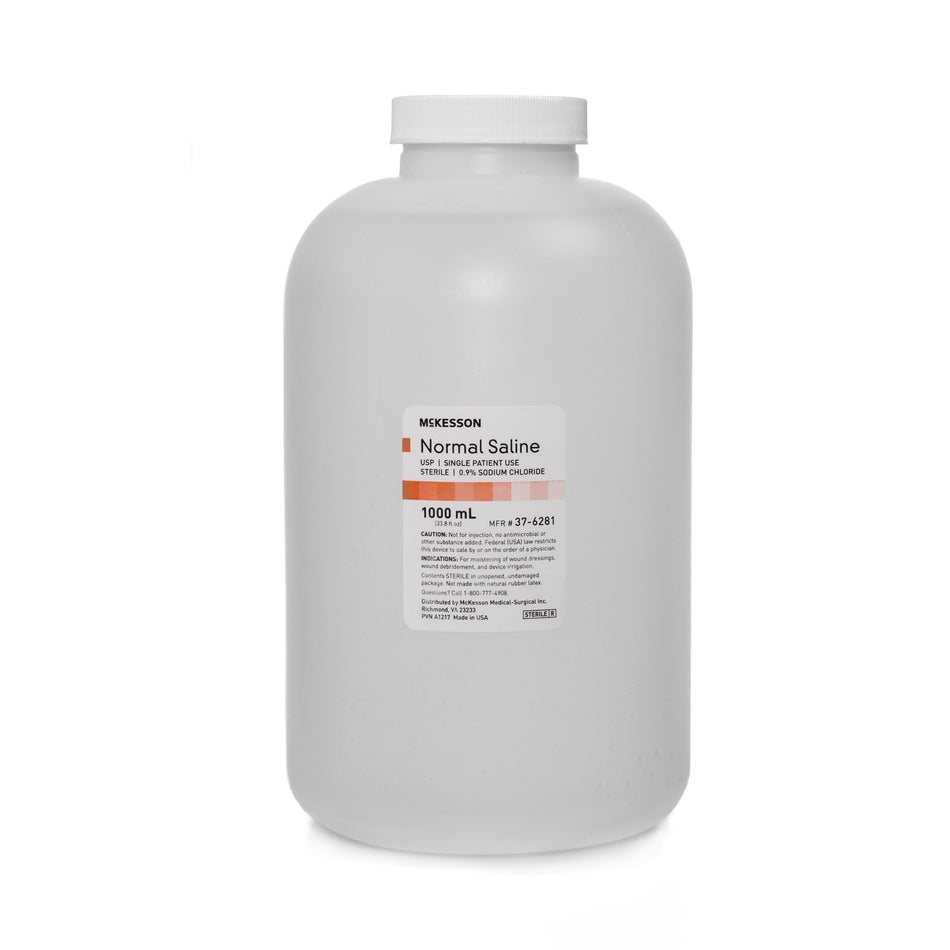 McKesson Irrigation Solution, 1000 mL-"Irrigation Solution - OTC McKesson 0.9% Sodium Chloride Not for Injection Bottle 1,000 mL"