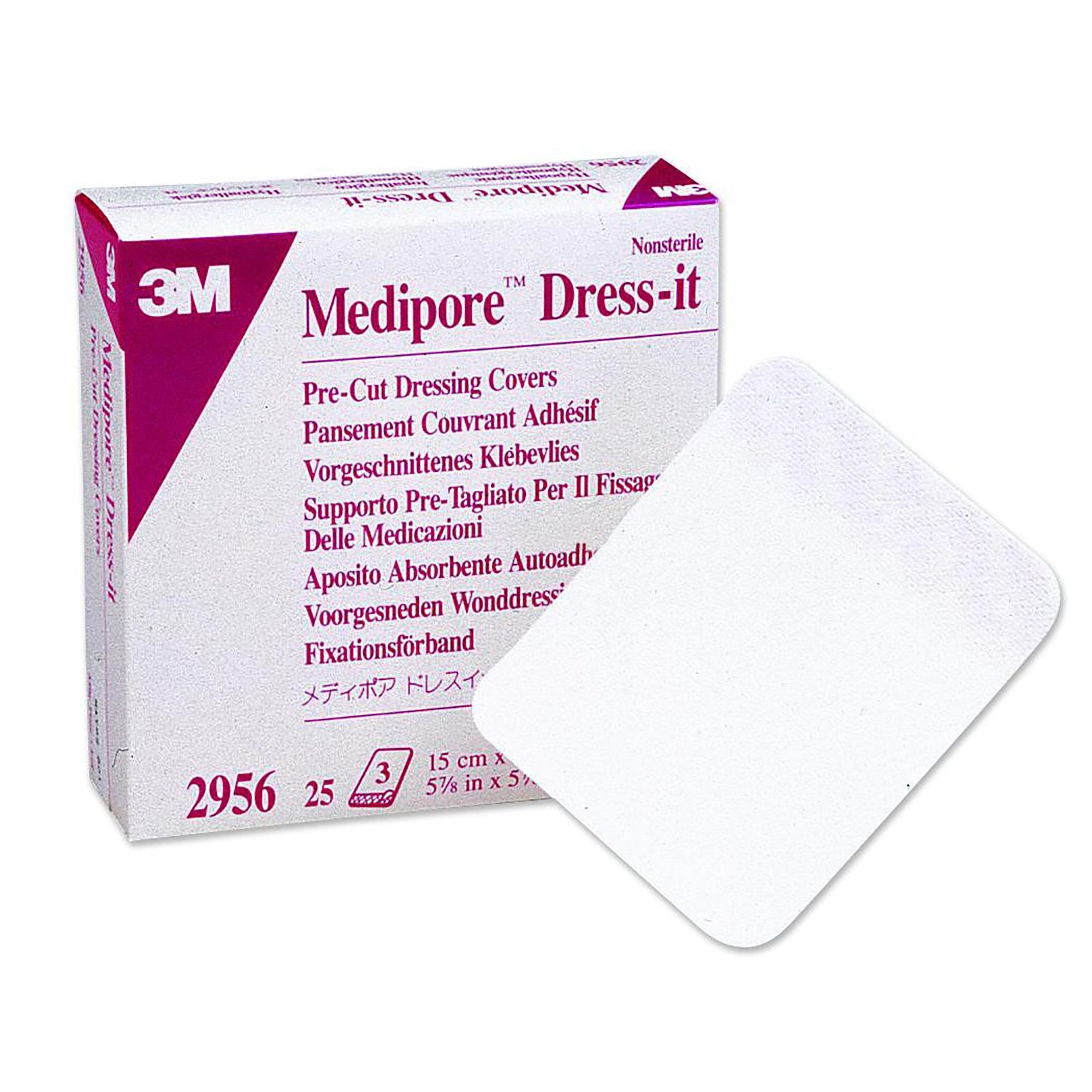 3M Medipore Cloth Dressing Retention Tape, 5-7/8 x 5-7/8 Inch, White-Dressing Retention Tape with Liner 3M Medipore Dress-It White 5-7/8 X 5-7/8 Inch Soft Cloth NonSterile