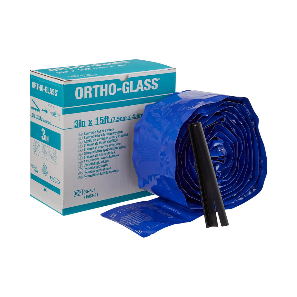 Ortho-Glass Splint Roll, White, 3 Inch x 5 Yard-Padded Splint Roll ORTHO-GLASS 3 Inch X 15 Foot Fiberglass White