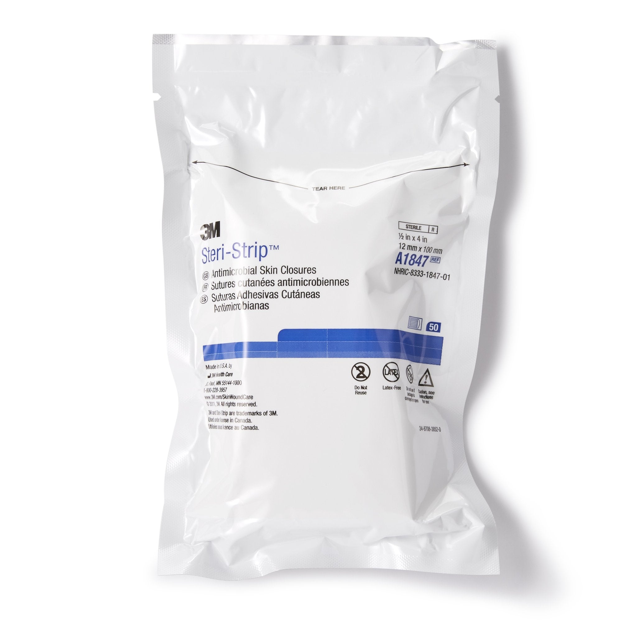 3M Steri-Strip Antimicrobial Skin Closure Strip-Antimicrobial Skin Closure Strip Steri-Strip Antimicrobial 1/2 X 4 Inch Nonwoven Material Reinforced Strip Tan