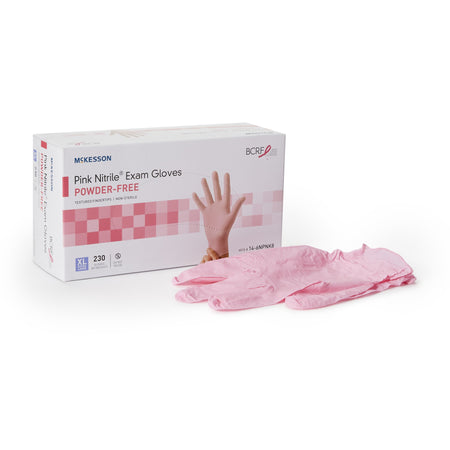 McKesson Pink Nitrile Nitrile Exam Glove, Extra Large, Pink-Exam Glove McKesson Pink Nitrile X-Large NonSterile Nitrile Standard Cuff Length Textured Fingertips Pink Not Rated