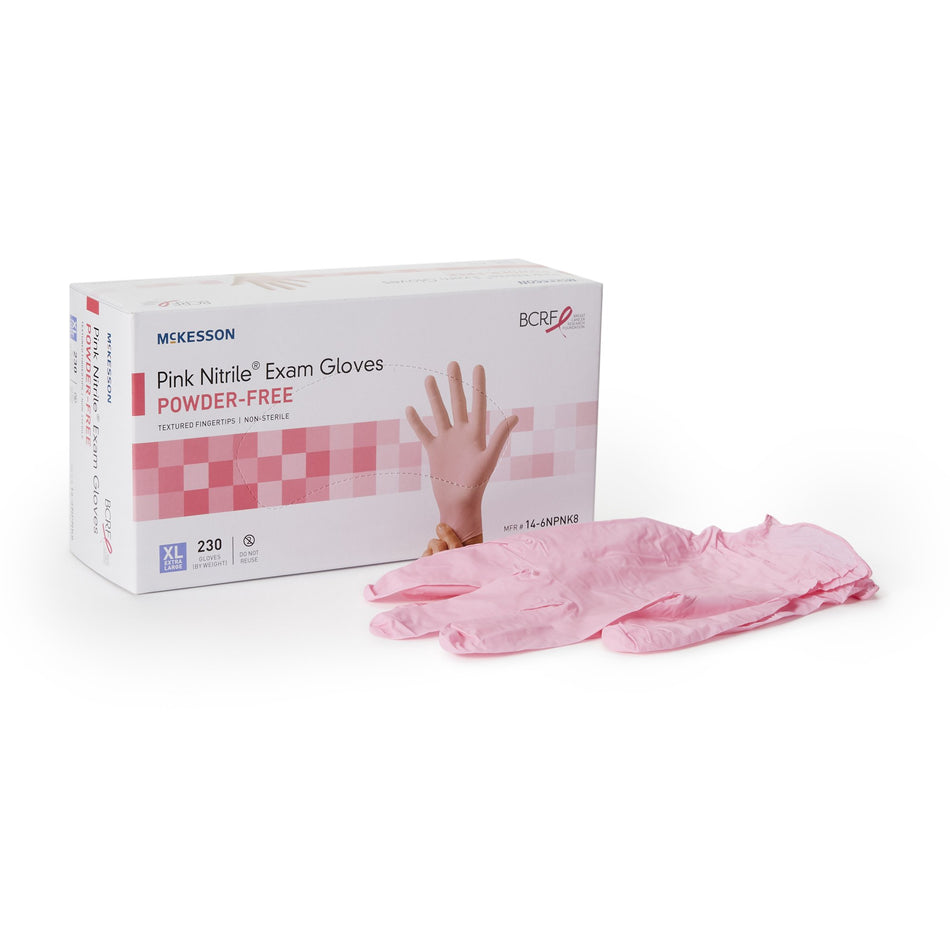 McKesson Pink Nitrile Nitrile Exam Glove, Extra Large, Pink-Exam Glove McKesson Pink Nitrile X-Large NonSterile Nitrile Standard Cuff Length Textured Fingertips Pink Not Rated