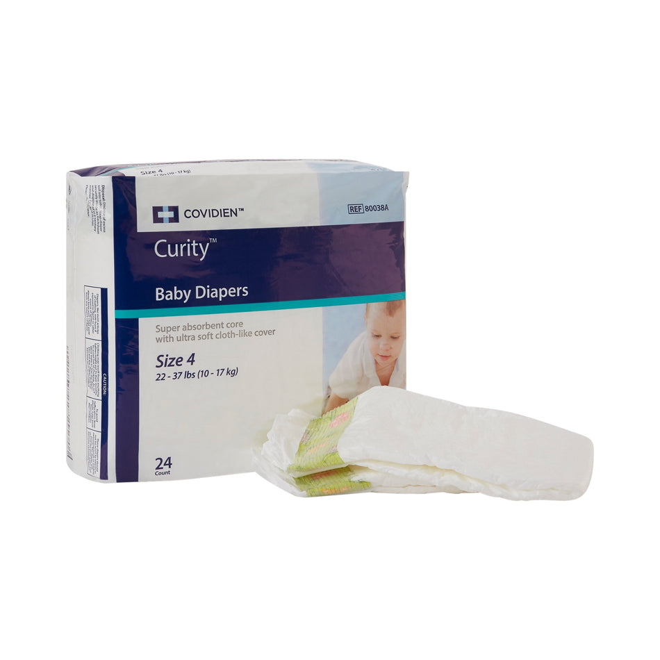Curity Unisex Baby Diapers, Heavy Absorbency, Disposable-Unisex Baby Diaper Cardinal Health Wings Size 4 / Large Disposable Heavy Absorbency