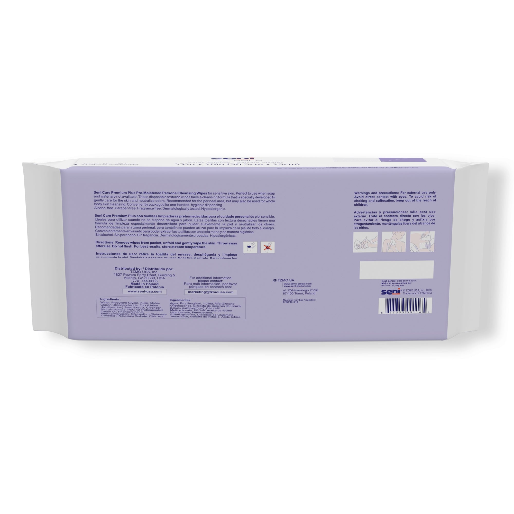 Seni Care Premium Plus Personal Cleansing Wipes-Personal Cleansing Wipe Seni Care Soft Pack Unscented 48 Count