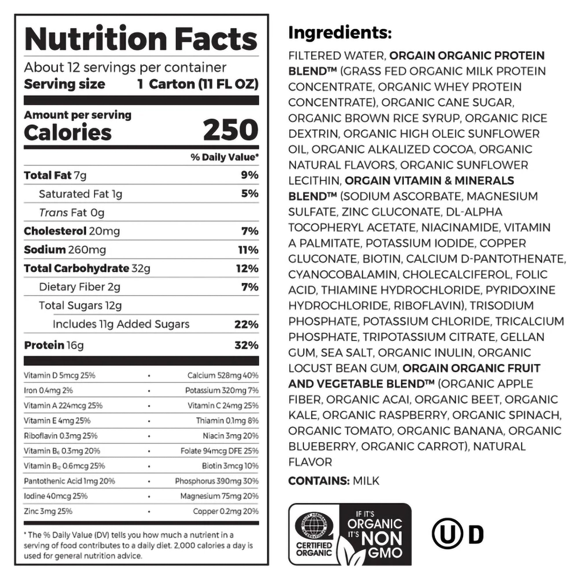 Orgain Organic Nutrition Chocolate Nutritional Shake, 11-ounce carton-Oral Supplement Orgain Organic Nutritional Shake Creamy Chocolate Fudge Flavor Liquid 11 oz. Carton