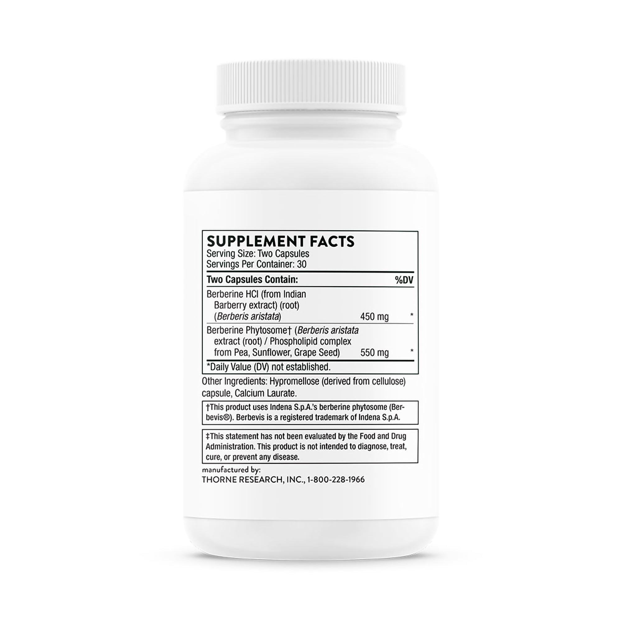 Thorne Berberine Dual Action Formula with Phytosome Plus Botanical Extract-Dietary Supplement THORNE Berberine Capsule 60 per Bottle