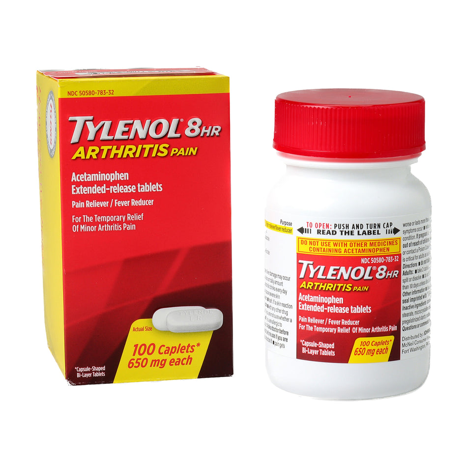 Tylenol 8 HR Arthritis Pain-Pain Relief Tylenol Arthritis 650 mg Strength Acetaminophen Caplet 100 per Bottle