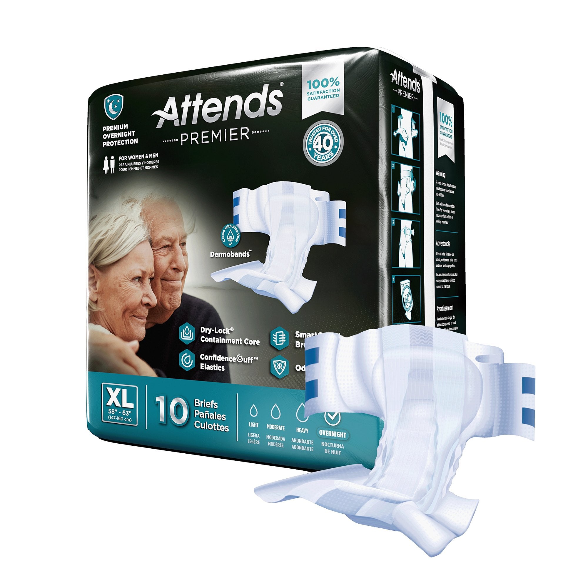 Attends Premier Briefs, X-Large-Unisex Adult Incontinence Brief Attends Premier X-Large Disposable Heavy Absorbency