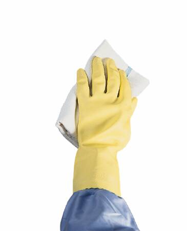 Ansell Flock Lined Glove, Medium, Yellow-Utility Glove Medium Flock Lined Latex Yellow 12 Inch Straight Cuff NonSterile