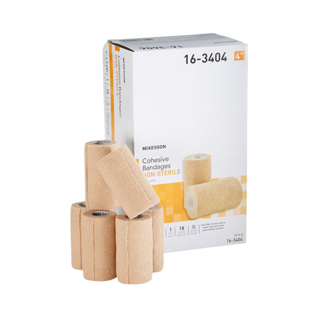 McKesson Self-adherent Closure Cohesive Bandage, 4 Inch x 5 Yard-Cohesive Bandage McKesson 4 Inch X 5 Yard Self-adherent Closure Tan NonSterile Standard Compression