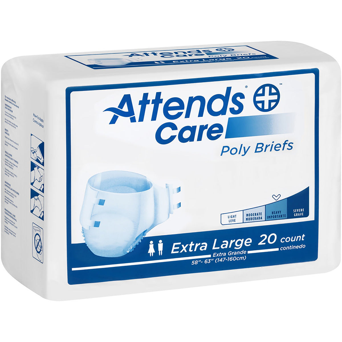 Attends Care Heavy Incontinence Brief, Extra Large-Unisex Adult Incontinence Brief Attends Care X-Large Disposable Heavy Absorbency