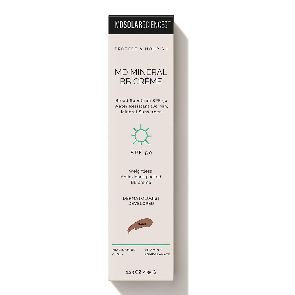 MDSolarsciences MD Mineral BB Crme SPF 50, Dark-Makeup with Sunscreen MDSolarsciences MD Mineral BB Crme SPF 50 Cream 1.23 oz. Tube