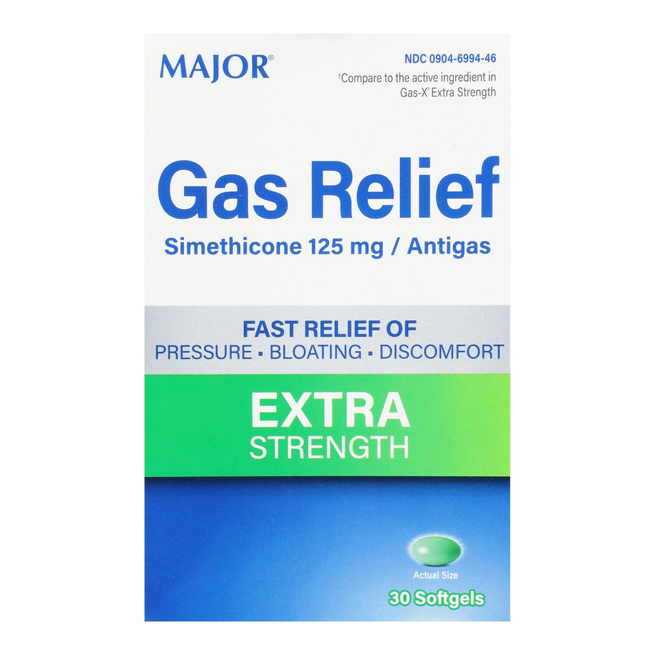 MajorSimethicone Gas Relief-Gas Relief 125 mg Strength Softgel 30 per Box