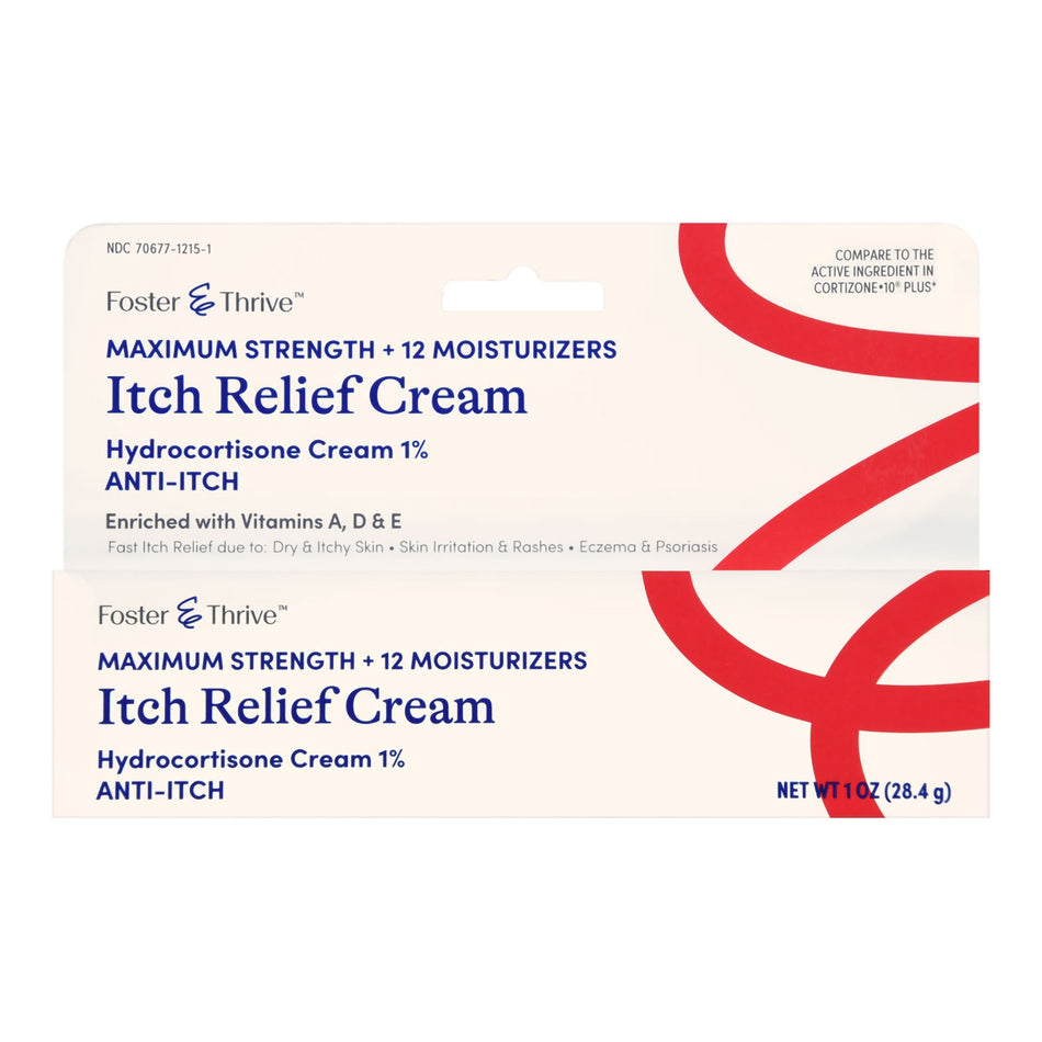 Foster & Thrive� Maximum Strength + 12 Moisturizers Itch Relief Hydrocortisone 1% Cream-Itch Relief Foster & Thrive� 1% Strength Cream 1 oz. Tube