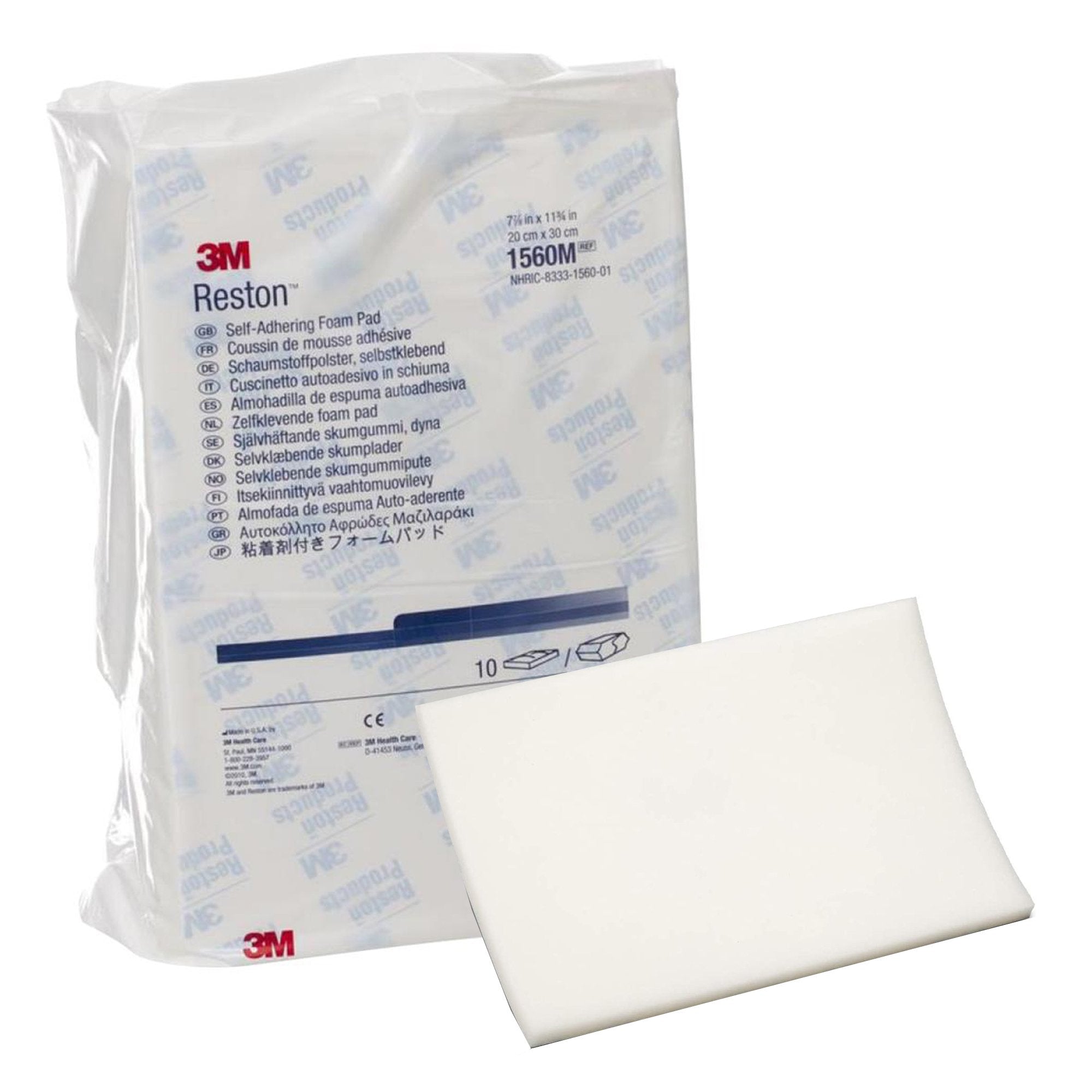 3M Reston Self-Adhering Pad, 7-7/8 x 11 Inch-Orthopedic Padding Adhesive 3M Reston 7.875 X 11.75 Inch Foam NonSterile