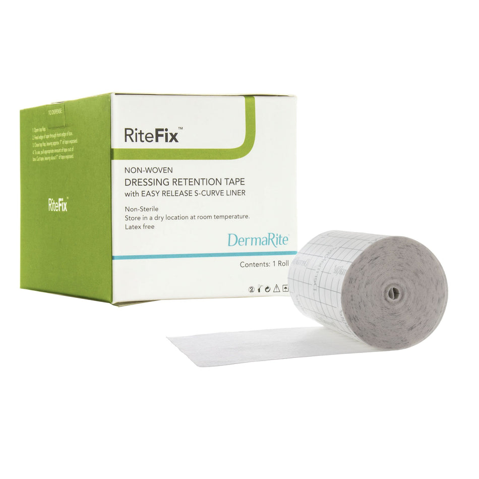 RiteFix� Nonwoven Dressing Retention Tape, 1 Inch x 11 Yard, White-Water Resistant Dressing Retention Tape with Liner RiteFix� White 1 Inch X 11 Yard Nonwoven NonSterile